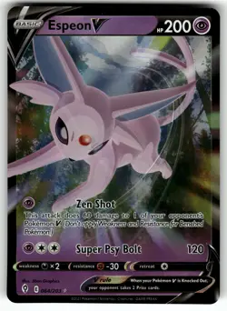 Espeon V 064/203 SWSH07: Evolving Skies NM Pokemon Card TCG - Image 1