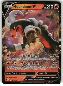 Houndoom V 021/189 SWSH03: Darkness Ablaze NM Pokemon Card TCG - Image 1