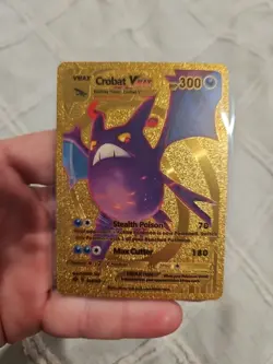 Crobat Vmax Gold Foil Fan Art Textured Collector Pokemon Card Purple - Image 1