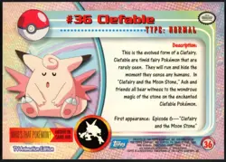 1999 Pokemon TV Animation Series 1 #36 Clefable - Image 2