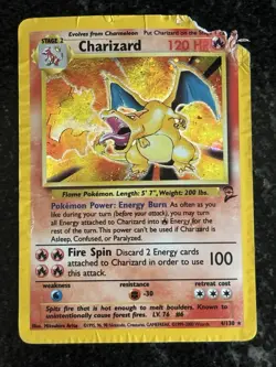 Charizard 4/130 Holo Rare - Base Set 2 - Pokemon TCG - *DAMAGED* RIPPED CORNER - Image 1