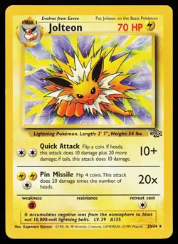 Jolteon 20/64 Rare Non-Holo Jungle Pokemon Card - Image 1