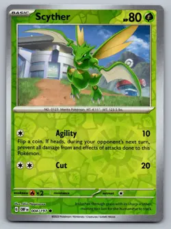 Pokemon TCG SV03: Obsidian Flames Scyther 004/197 Reverse Holo - Image 1