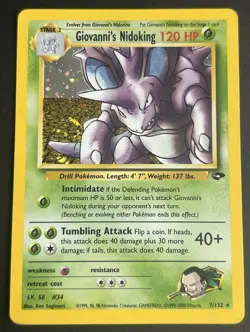 Pokemon TCG Giovanni's Nidoking 7/132 Gym Challenge Holo MP - Image 1