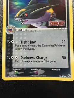 Pokemon TCG Sharpedo 38/108 Holo Stamped EX Power Keepers 2007 MP - Image 3