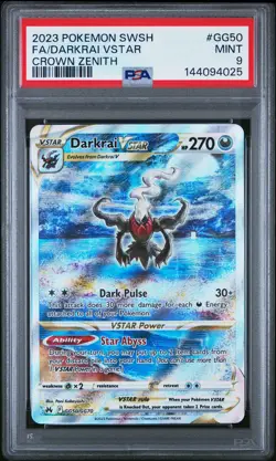 2023 POKEMON SWORD & SHIELD CROWN ZENITH #GG50 FULL ART/DARKRAI VSTAR PSA 9 - Image 1