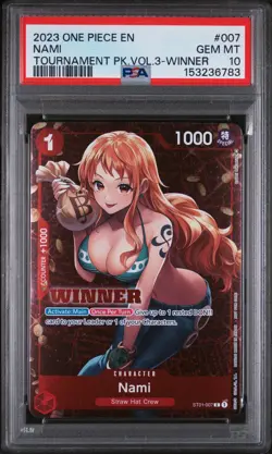 2023 ONE PIECE PROMOS 007 NAMI TOURNAMENT PACK VOL.3-WINNER PSA 10 - Image 1