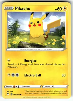 Pikachu 049/203 SWSH07: Evolving Skies NM Pokemon Card TCG - Image 1