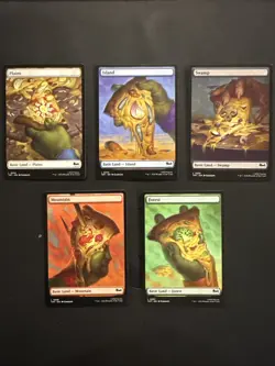 MTG Teenage Mutant Ninja Turtles Pizza Basic Land Set 5 Cards Non-Foil TMT NM - Image 1