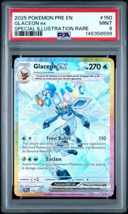 Glaceon EX 150/131 Prismatic Evolutions SIR Mint PSA 9 Graded Pokemon Card - Image 1