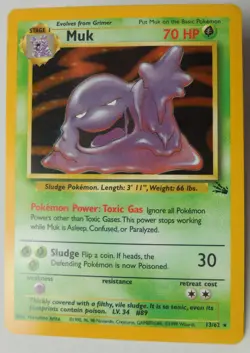 Muk 13/62 Rare Holo Fossil Set Pokemon Card LP - Image 1