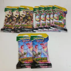 Lot of 10 Booster Packs Pokemon Sword & Shield Evolving Skies Sylveon Rayquaza + - Image 1