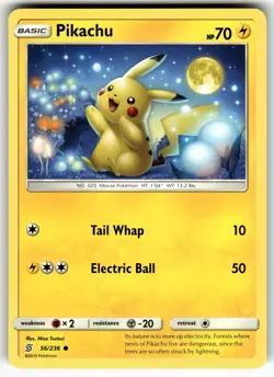 Pikachu (56) 56/236 SM - Unified Minds NM Pokemon Card TCG - Image 1