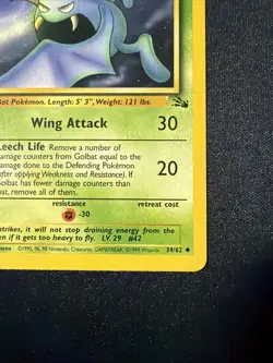 1999 Pokemon Fossil Golbat 1st Edition #34/62 - Image 4