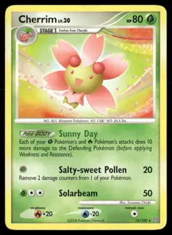 Cherrim 14/100 Rare Stormfront Pokemon Heavily Played - Image 1