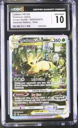 CGC 10 ENGLISH Leafeon Vstar GG35/GG70 Pokemon Crown Zenith Galarian Gallery - Image 1