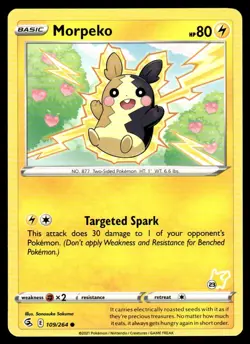 2022 Pokemon Battle Academy MORPEKO #109 / 264 Basic #23 Pikachu Stamp - Image 1