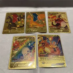 Set of 5 Pokemon Charizard Gold Foil Fan Art NM - Excellent Condition - Image 1