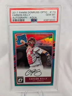 2017 Optic Rated Rookies Carson Kelly #174 Aqua Prizm /125 Auto PSA 10 - Pop 1! - Image 1