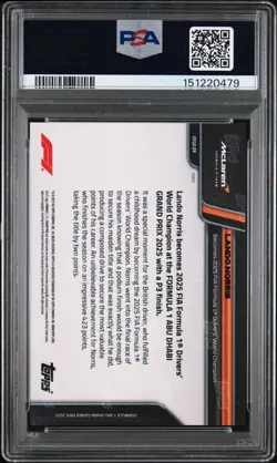 2025 Topps Now Formula 1 #86 LANDO NORRIS PSA 10 Wins Driver World Champion - Image 2
