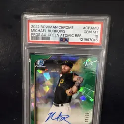 Topps 2022 Bowman Chrome Michael Burrows Green Atomic Refractor /99 PSA 10 - Image 1