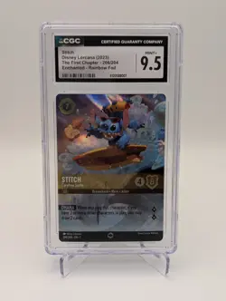 Disney Lorcana Stitch Carefree Surfer Enchanted Rainbow Foil 206/204 CGC 9.5 - Image 2