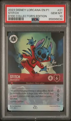 2023 DISNEY LORCANA EN P1-PROMO #21 STITCH - ABOMINATION PSA 10 - Image 1