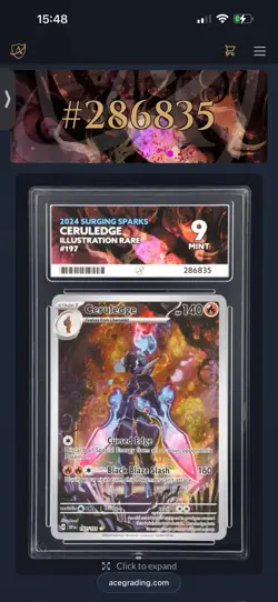 Pokemon TCG Surging Sparks Ceruledge Illustration Rare Card 197/191 Ace 9 - Image 3