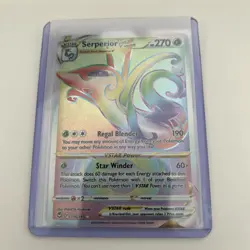 Pokemon TCG Serperior VSTAR Silver Tempest Holo Card 196/195 Rainbow Secret Rare - Image 1