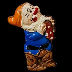 Rare 1938 Disney Sneezy Dwarf Pin Vintage Snow White Hand Painted Wood Antique - Image 1