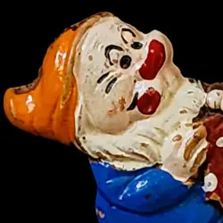 Rare 1938 Disney Sneezy Dwarf Pin Vintage Snow White Hand Painted Wood Antique - Image 2