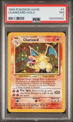 1999 Charizard HOLO Rare PSA 7 4/102 Base Set Unlimited Pokemon WOTC TCG - Image 1