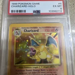 Charizard 4/102 Holo Unlimited 1999 Base Set WOTC PSA 6 Pokemon Card EX MT - Image 2
