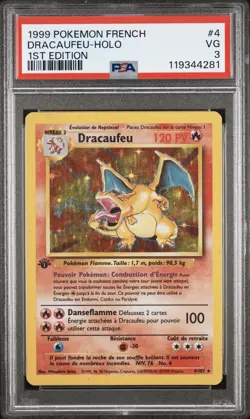 1999 Pokemon FRENCH 1st Edition Base Set Dracaufeu-Charizard Holo 4/102 PSA 3 VG - Image 1