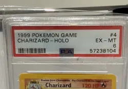 1999 Pokemon Base Set Charizard Rare Holo PSA 6 #4/102 - Image 2