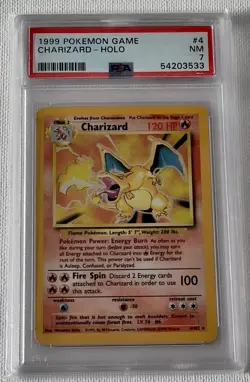 1999 TCG Pokemon Base Set Charizard Holo Card 4/102 PSA 7 Near Mint - Image 1