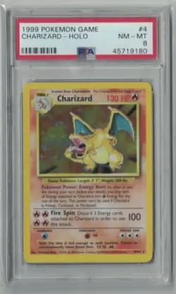 Pokemon TCG Charizard Base Set 4/102 1999 Holo Unlimited Holo Rare PSA 8 - Image 1