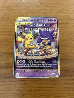 Pokemon PIKACHU GENGAR TACO BELL Trading Card Glossy 50 Printed - Image 1