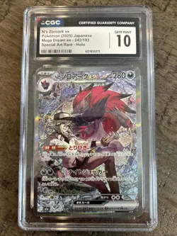 CGC GEM MINT 10 N's Zoroark ex SAR 242/193 MEGA Dream ex M2a Pokemon Card 77 - Image 1
