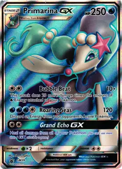 Pokemon TCG Primarina GX SM39 Normal Sized Card Full Art Holo Promo SM Promo DMG - Image 1