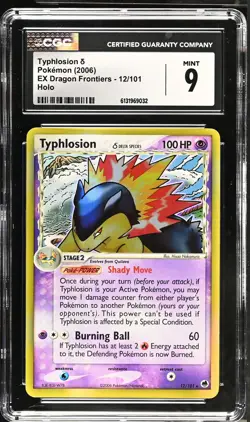 CGC 9 MINT Typhlosion 12/101 Holo EX Dragon Frontiers Pokemon Card - Image 1