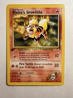 Blaine's Growlithe Gym Heroes 1st Edition Non-holo Card 035/132 - Image 1