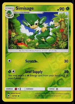 Pokemon Card Burning Shadows Simisage 13/147 Uncommon Reverse Holo - Image 1