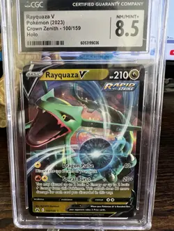 2023 POKEMON SWORD & SHIELD CROWN ZENITH #100 RAYQUAZA V CGC 8.5 - Image 1