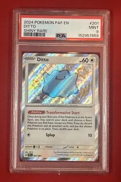 2024 POKEMON PAF EN Ditto #201 SHINY RARE PSA 9 MINT - Image 2
