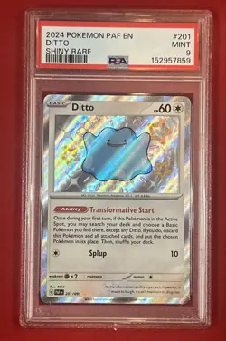 2024 POKEMON PAF EN Ditto #201 SHINY RARE PSA 9 MINT - Image 3
