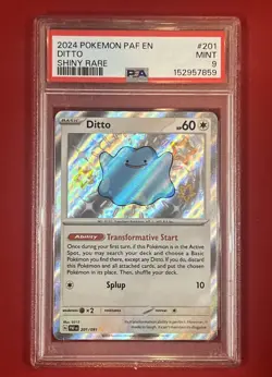 2024 POKEMON PAF EN Ditto #201 SHINY RARE PSA 9 MINT - Image 4
