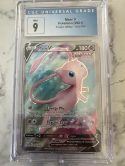 CGC Graded MINT 9 2021 Pokemon Mew V 250/264 Fusion Strike Full Art PSA - Image 1