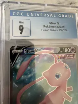 CGC Graded MINT 9 2021 Pokemon Mew V 250/264 Fusion Strike Full Art PSA - Image 2
