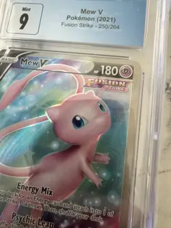CGC Graded MINT 9 2021 Pokemon Mew V 250/264 Fusion Strike Full Art PSA - Image 3